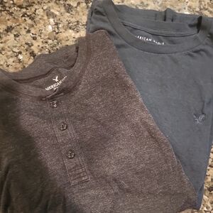 American Eagle Outfitters Black Henley Shirt